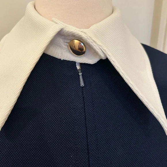 Vintage Butte Knit Navy Blue and White Long Sleeve Knee Length Dress - Picture 2 of 6